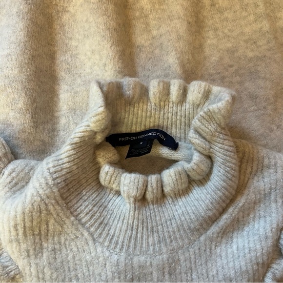 French Connection Ruffle Collar Mira Flossy Frilled Mock Neck Sweater - Picture 5 of 6